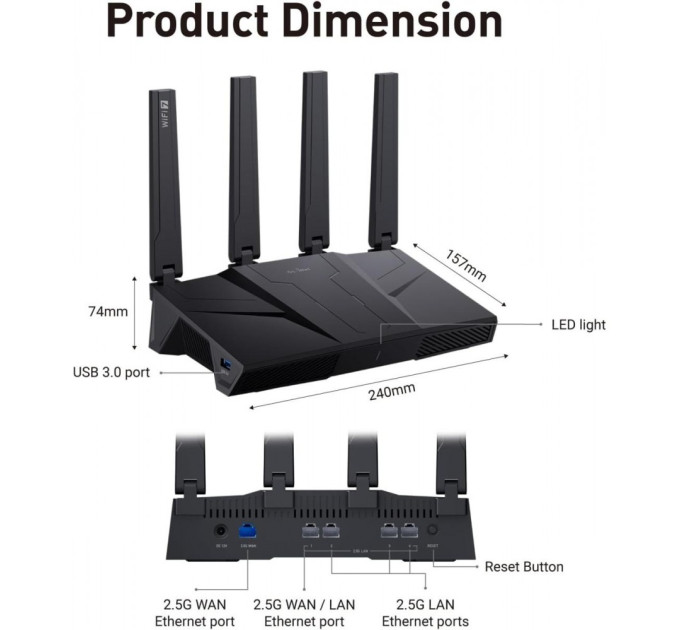 VPN Роутер GL.iNet Flint 3 (GL-BE9300) 2.4, 5 & 6 ГГц Wi-Fi 7 OpenWrt ВПН-маршрутизатор